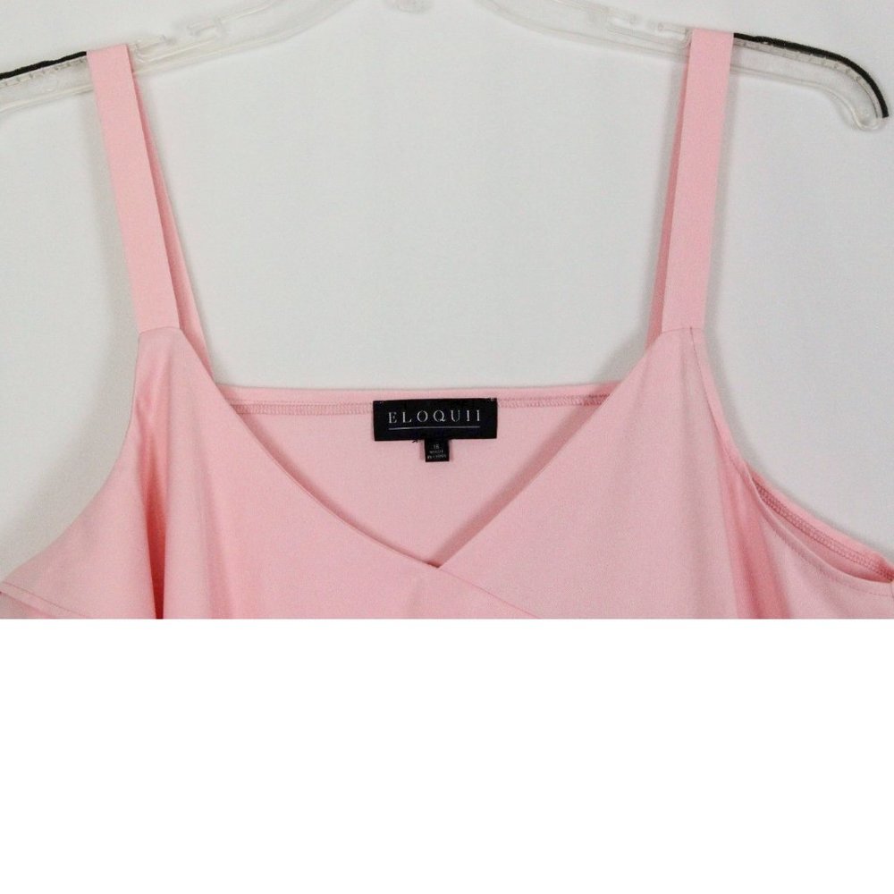 ๐HP๐NWT Eloquii Pink Layered Ruffled Top Sz 16 - Picture 6 of 12